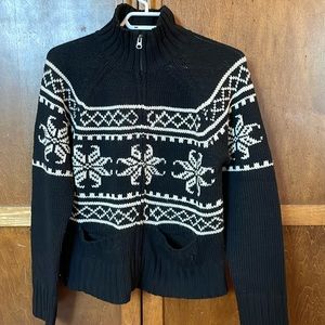 Joe black and white zippered cardigan.